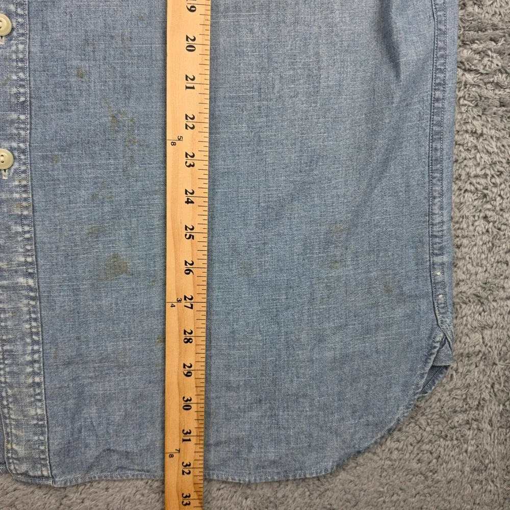 Polo Ralph Lauren Denim Shirt Mens XL Distressed Graphic Eagle Chambray *READ